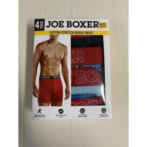 NEW 4-Pack Joe Boxer Men’s Cotton Stretch Boxer Briefs Size XL Red Blue Smiley